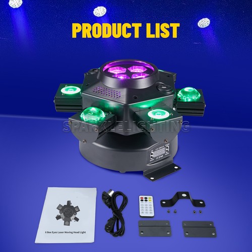 6 Arme RGBW Laser beweglicher Kopf Strahl Bühnenlicht DMX Fernbedienung Disco Bar Party Club - Bild 9 von 10