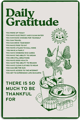 Daily Gratitude Inspirational Metal Tin Sign Green Boho Room Aesthetic Decoratio - Picture 11 of 12
