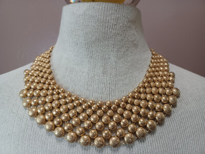 NWT SIGNED NATASHA GOLD TONED BIB NECKLACE ADJUSTABLE 18''- 21''