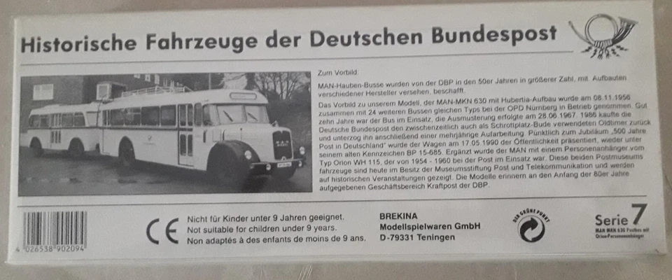 Brekina Modellautos 1:87 Postserie 7 MAN Busse 2 Stk. come nuovo - Immagine 2 di 3