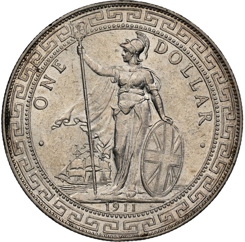 Great Britain: George V Trade Dollar 1911-B NGC MS-62 Bombay Mint. Lustrous coin - Picture 5 of 5