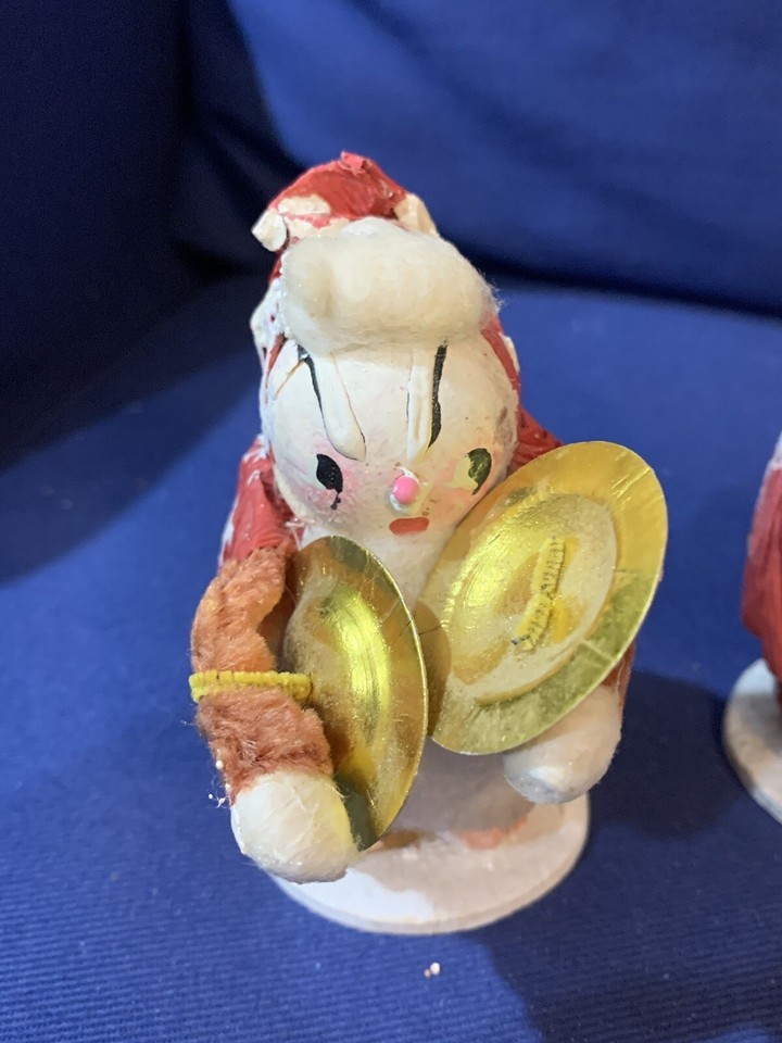 Crepe Paper Mache Spun Cotton Chenille 7 Santa Elves Band Putz