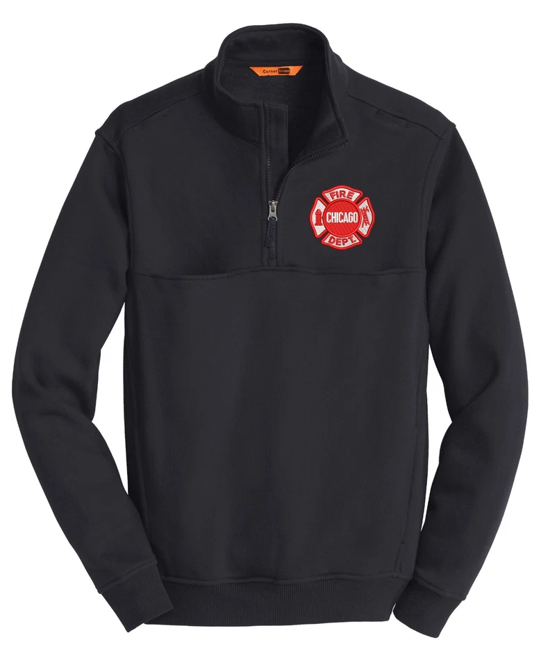 Chicago Fire Department 1/4 Zip Job Sweatshirt W/ Maltese Logo As Seen On TV - Image 2 of 3