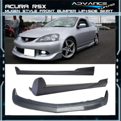 Mugen Style PU Body Kit For 02-04 Acura RSX – Rear Bumper Lip + Side Skirts (Unpainted Black)