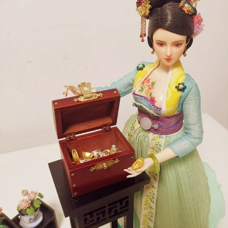 1/6 Scale Dollhouse Miniatures Treasure Chest Storage Box Action Figure Wooden - image 3 of 4