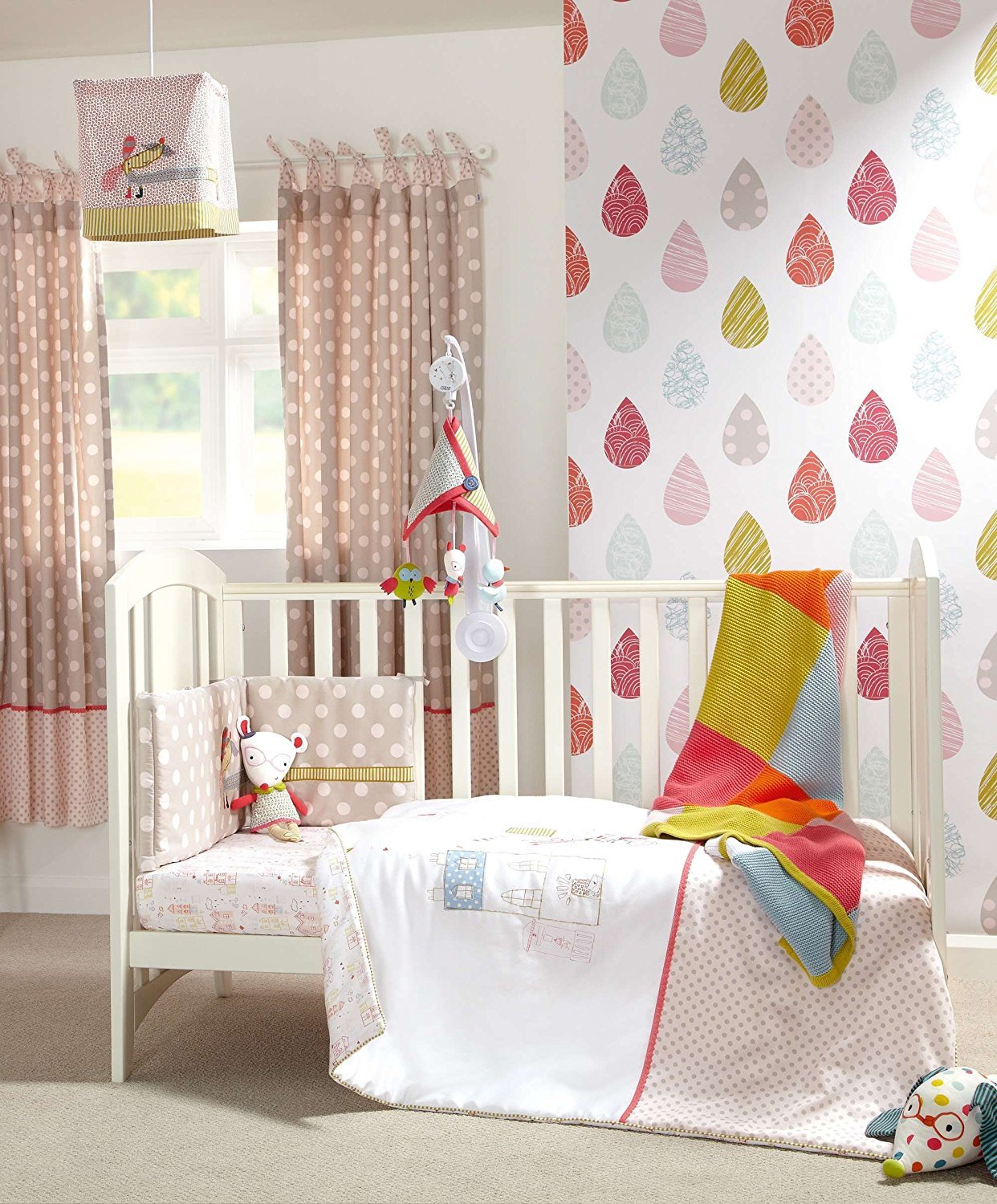 Mamas and Papas Pixie and Finch Lantern Uplighter Fabric Nursery Lamp