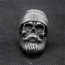 Olden Men Skull Rings - 316L Stainless Steel Size 7-13 Punk Beard Men Jewelry