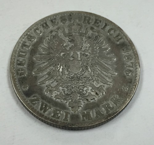 1876 G Silber Kaiserreich 2 Mark Baden Friedrich German Silver Coin - Picture 4 of 4