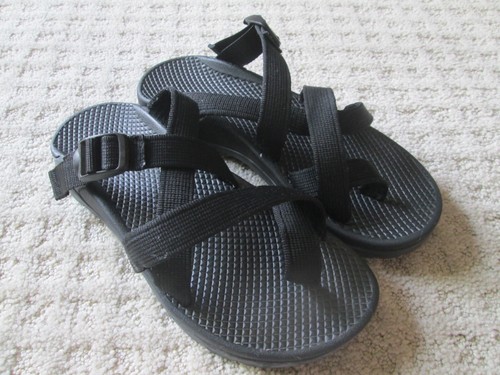 Black Open Heel Chaco Women's Sandals W7 Shoes w/ Toe Loop Slip On