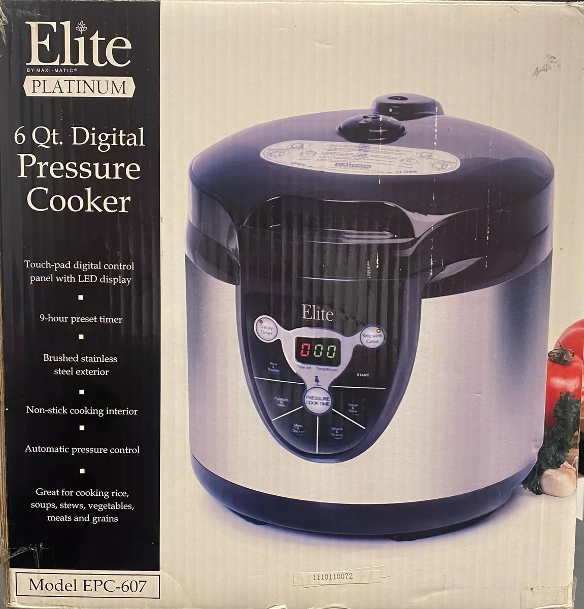 Elite Platinum EPC 607 6 Qt Electric Stainless Steel Pressure