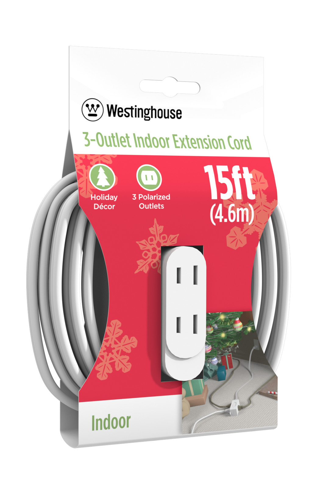 Westinghouse 28162 15-Футовые Внутренние удлинители Holiday Decor с 3 розетками белый 2490₽
