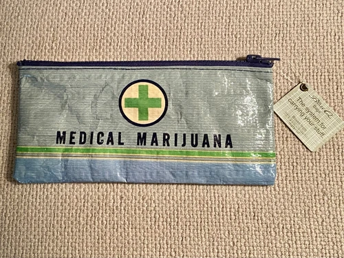 Medical Marijuana - Blue Q Zipper  Pouch /Small purse 4"h x 8.5"w - NEW