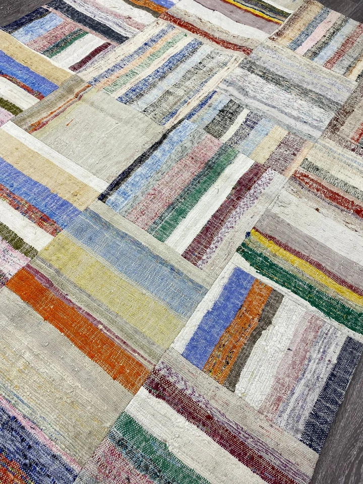 Turkish Patchwork Rug, Vintage Area Colorful Carpet, Oriental Tiribal Boho Rug - Image 2 of 4