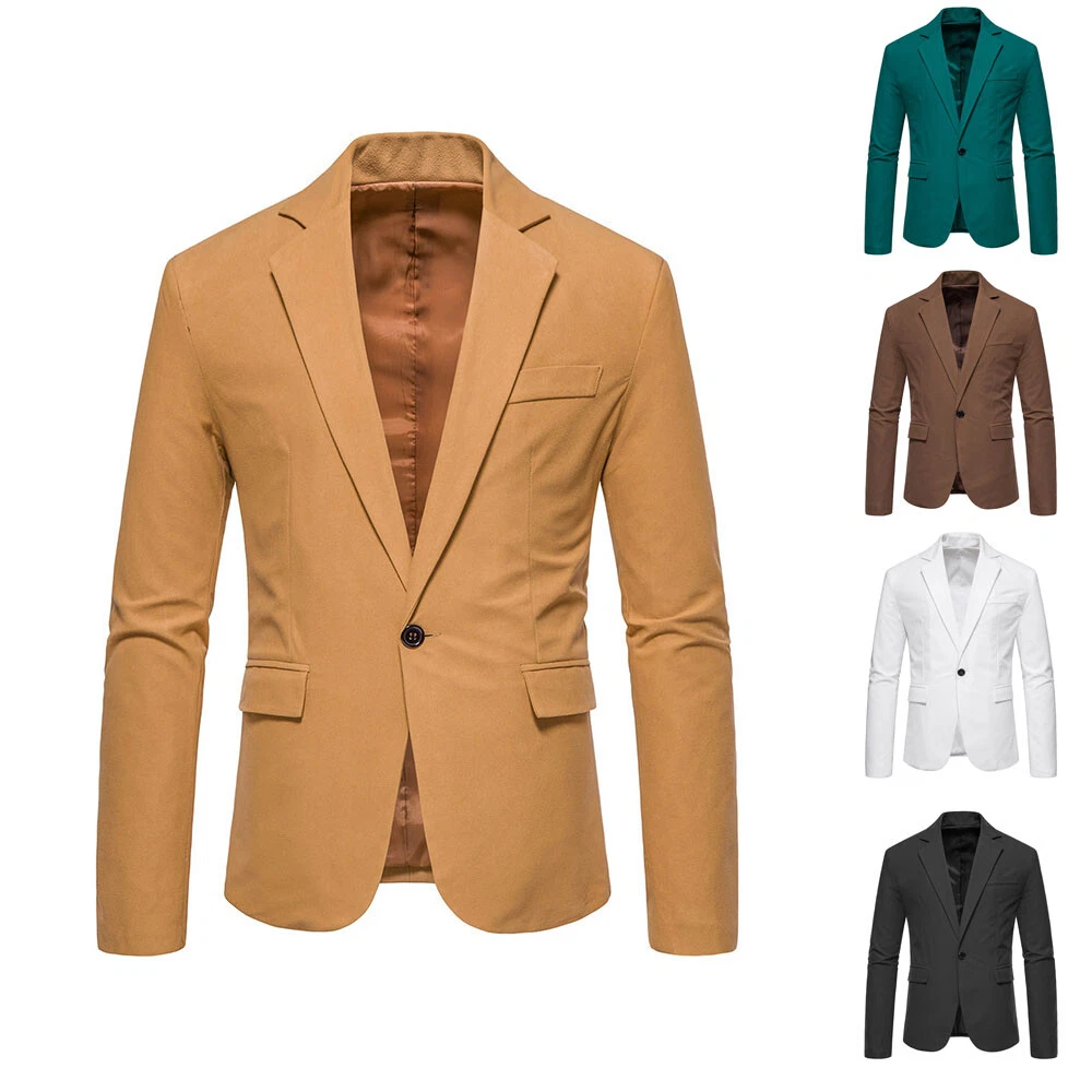 Mens Formal Blazer Plain Suit Jackets Slim Party Prom Wedding