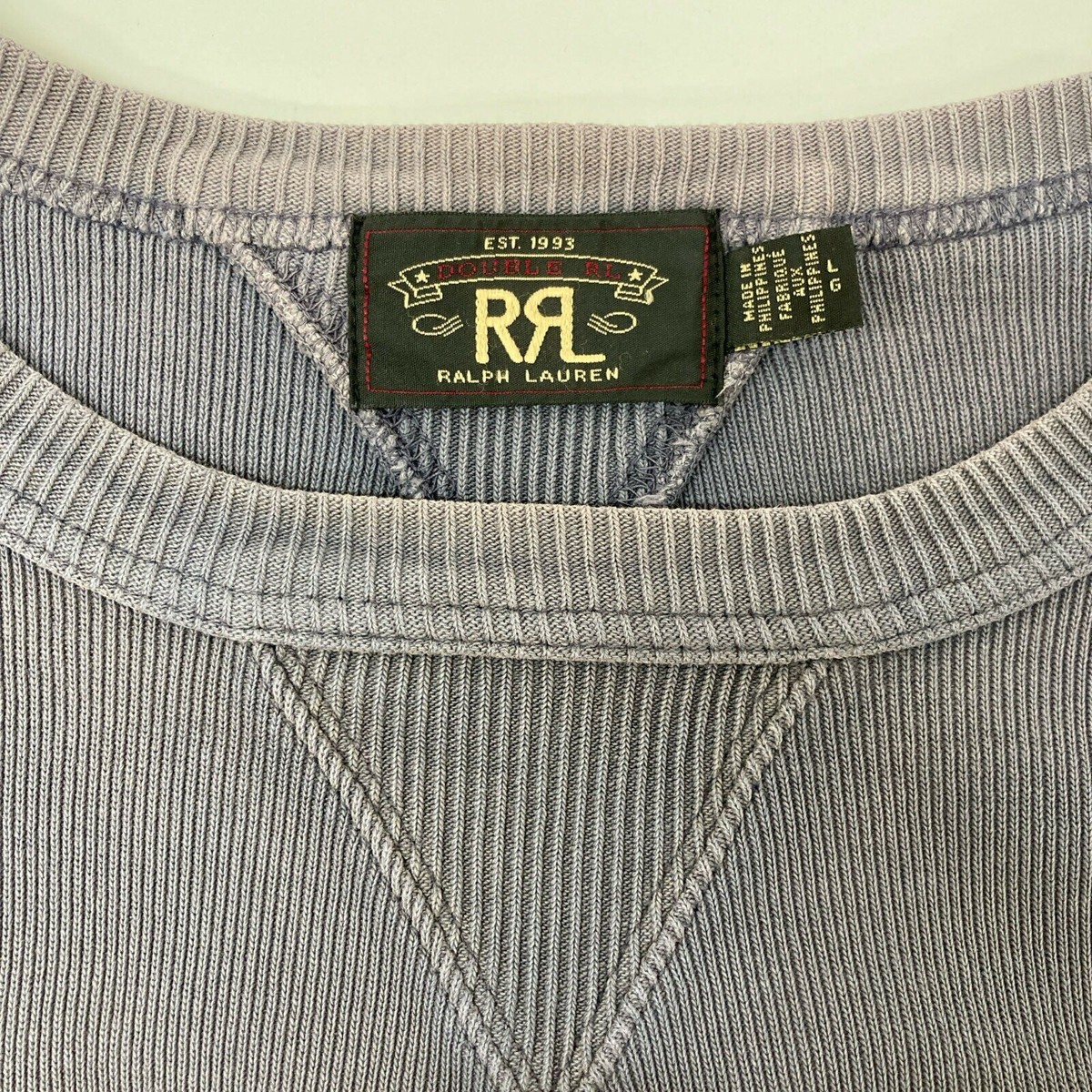 RRL RALPH LAUREN men's ribbed cotton washed UNION RRL logo RRL RALPH LAUREN men's ribbed cotton washed UNION RRL logo