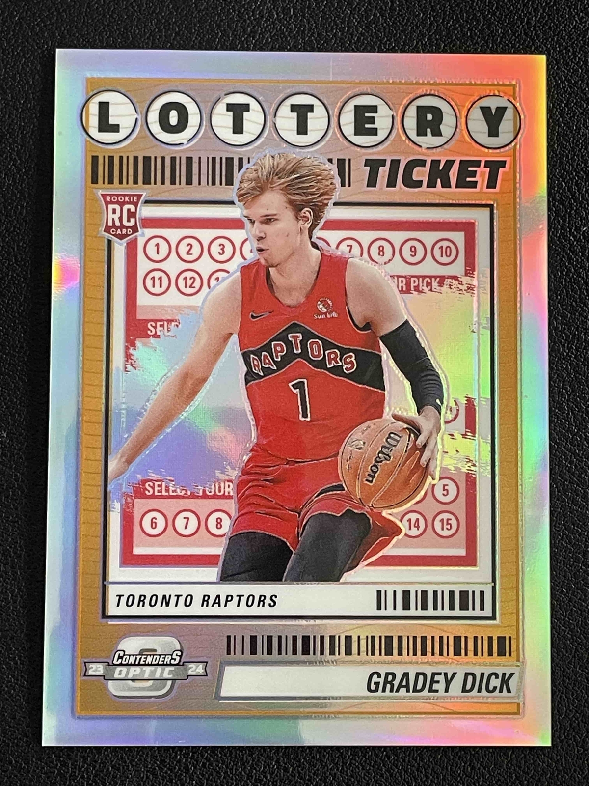 Gradey Dick 2023-24 Panini Contenders Optic Lottery Ticket Silver Raptors RC #5