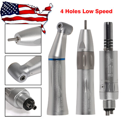 Dental Slow Speed Handpiece Inner Water Contra Angle+ Straight+ Air Motor 4-Hole