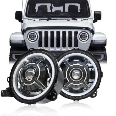 9'' Inch LED Headlights DRL For Jeep Wrangler JL Rubicon Gladiator JT 2018-2023