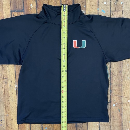 UNIVERSITY OF MIAMI Small ( 8/10 ) Black 1/4 Zip Pullover Youth Sweatshirt - NEW - Picture 5 of 10