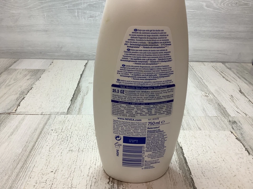 EXTRATO DE ORQUÍDEA E CAXEMIRA LAVAGEM CORPORAL NIVEA NATURALMENTE CARINHOSO 25,36 FL OZ - Imagem 2 de 2