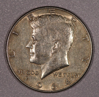 1964-P ''Kennedy'' Half-Dollar SILVER Coin, Almost Uncirculated