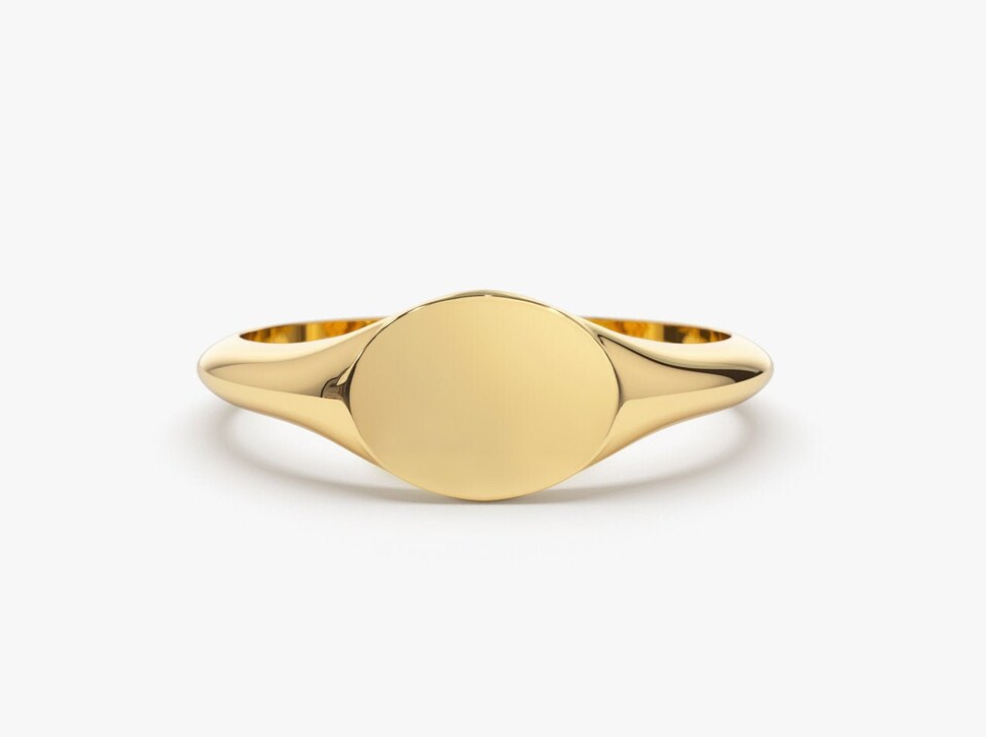 Vintage Brass Signet Men's Ring Gold Plated Ring For Men & Women Minimalist Ring