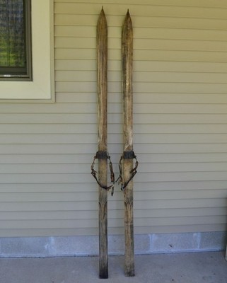 Vintage Wood Snow Skis Downhill Wooden Alpine Skiing 76'' Antique 1930's-1940's