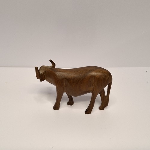 Vintage ręcznie rzeźbiona drewniana bawolia wodna sztuka ludowa posąg figura rzeźba  - Zdjęcie 2 z 7