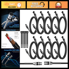 10-Pack 10FT DMX Lighting Cable, 3 Pin XLR Male to Female, DJ Mic Mixer Compatib