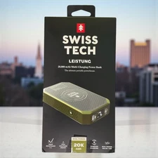 Swiss Tech 20000 mAh SOLAR PORTABLE POWER BANK / WIRELESS CHARGER  WEATHER PROOF