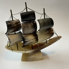 Cuerno de colección velero barco náutico cuerno tallado biblioteca decoración del hogar