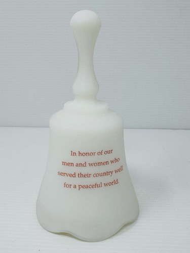 RARE Fenton Yellow Ribbon Custard Art Glass Bell To Honor Service Men & Women - Picture 3 of 8