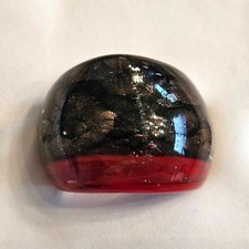 Handmade Murano glass ring with black and red coloration Size 7