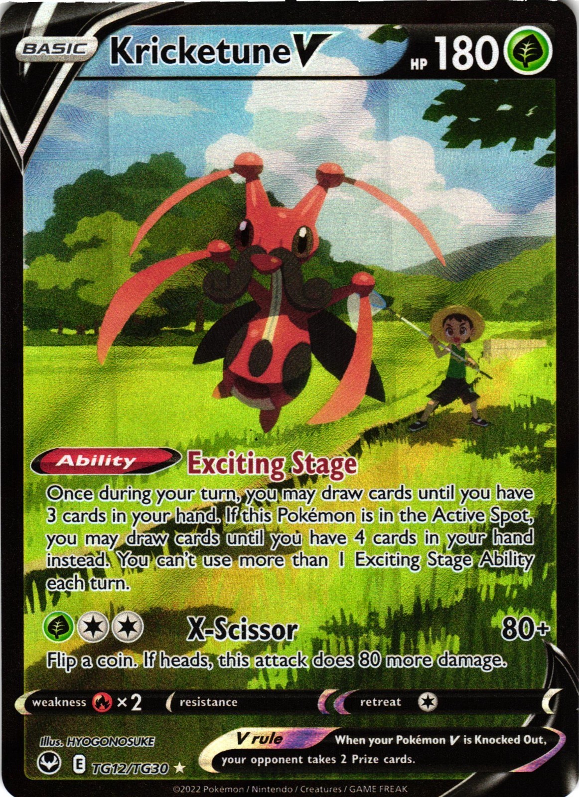 Pokémon TCG Kricketune V Silver Tempest Trainer Gallery TG12/TG30 Holo NM