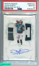 2020 FLAWLESS JALEN HURTS #RDPAHU RKE DL PAT AU-SLV  OF 20 RC PSA 10 GEM MT