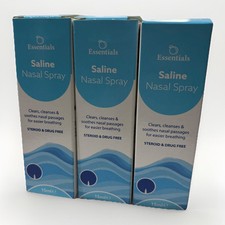 3x15ml ESSENTIALS SALINE NASAL SPRAY STEROID DRUG FREE (3 Packs Of 15ml)