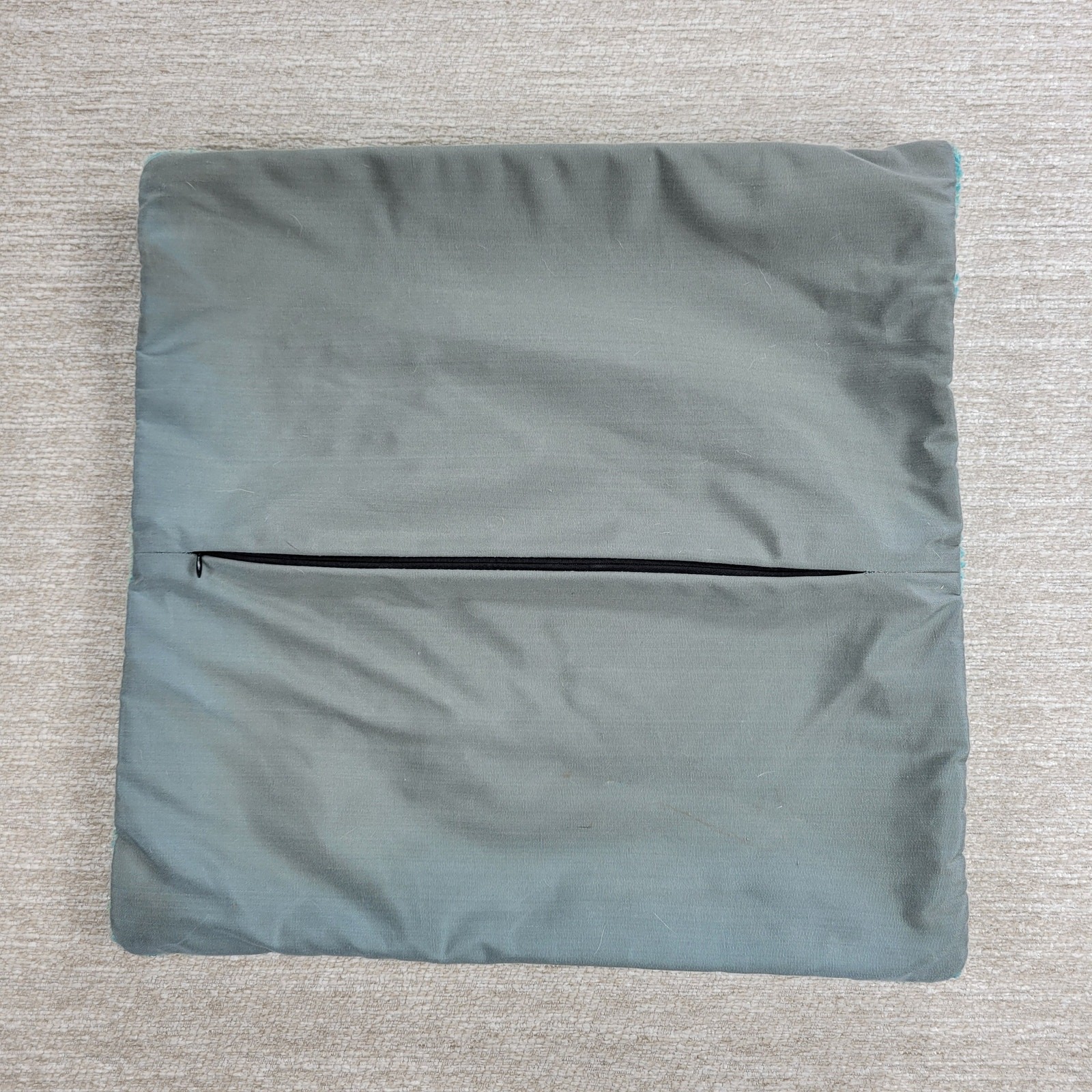 Handmade Hooked Wool Pillow Cover Dog Sailboat Nautical Coastal 17x17