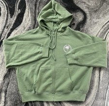 New Victoria s Secret Pink Full Zip Hoodie L Drawstring Logo Green NWT