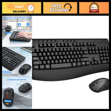 Ergonomic Wireless Keyboard  Mouse Combo, Full Size with Wrist Rest, USB Connec