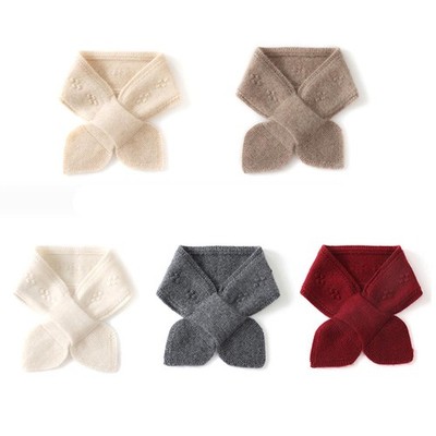 Pure Cashmere Scarf Women's Winter Cross Scarf Neck Set Short Warm Neck Collar -
