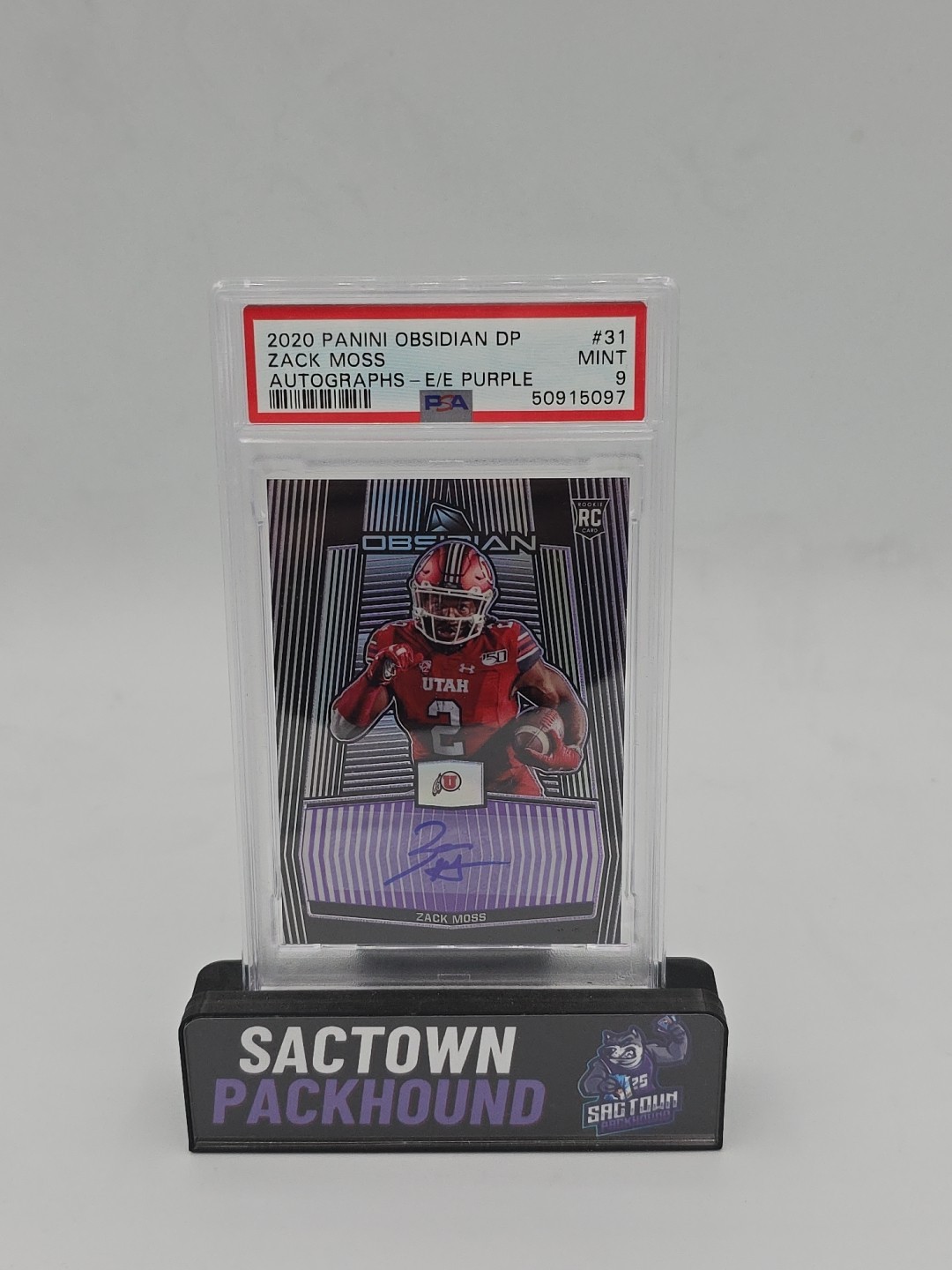 Zack Moss Panini Obsidian Draft Picks Autographs #31 Autograph Purple Electric Etch