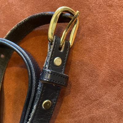 TORY Belt Black English Bridle Round Raised Leather Belt 32 Made