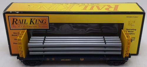 Coche plano de acero de EE. UU. calibre O MTH 30-76058 con carga de tubería EX/caja | Zustand: Used