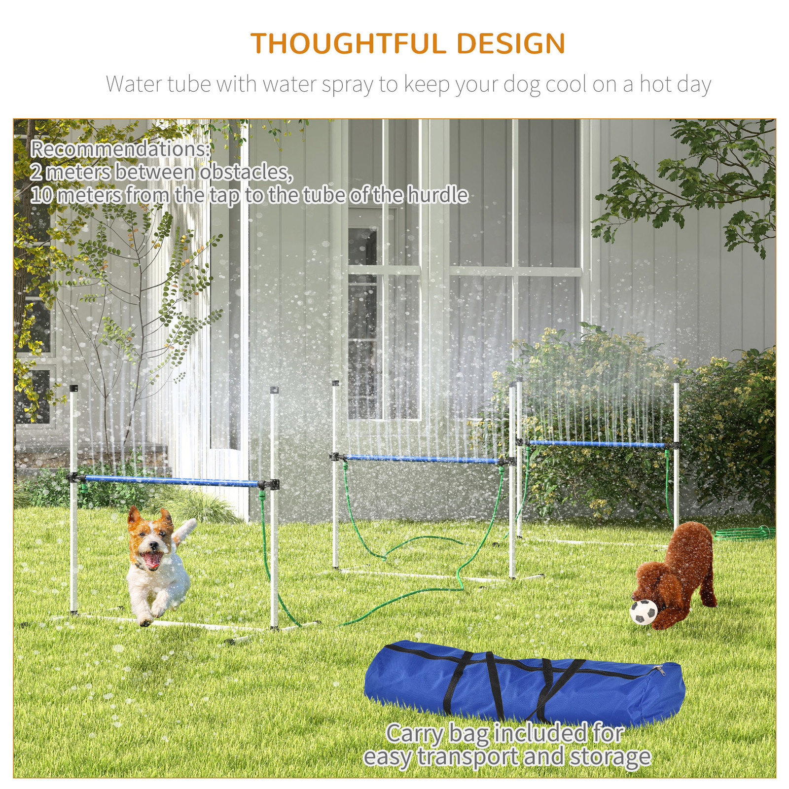 4 Piece Dog Agility Training Equipment Set with 3 Hurdles, White