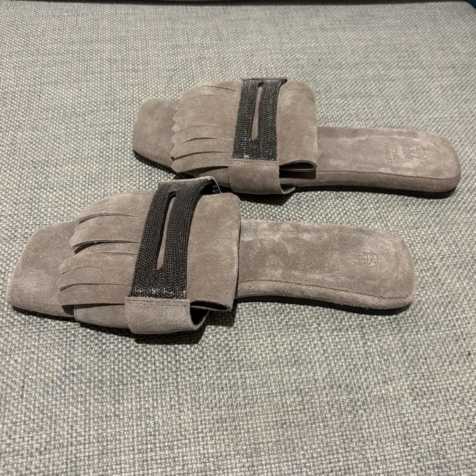 Brunello Cucinelli Monili Detalle Cadena Slides Flecos Talla 40