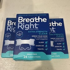 78 Breathe Right NASAL STRIPS EXTRA STRENGTH CLEAR SENSITIVE SKIN 3 x 26 CT