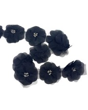 50 Cm 7 Fiori Passamaneria Organza Cucito Nastro Tulle Perlina Alto 7 Cm 020466