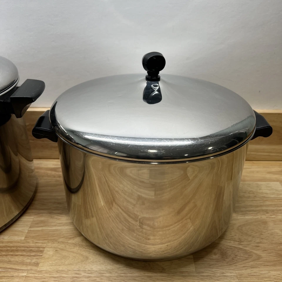 2 ollas de colección Farberware revestidas de aluminio acero inoxidable Revere Ware cobre 10/8 cuartos de galón Foto 2 de 4