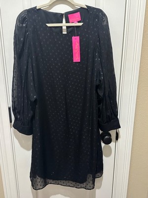 Lilly Pulitzer Maisel Onyx & Metallic Silk Dress Size 16 NWT XL 