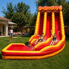 Commercial Inflatable Water Slide Dual Lane 19ft Lava Wave Marble With Blower